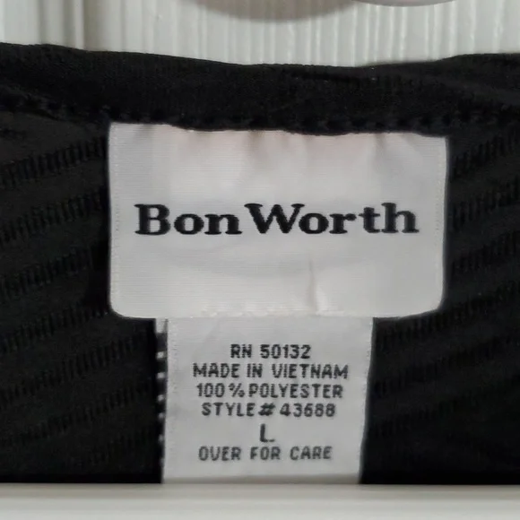 Bon Worth Women's Black Textured Crew Neck Short Sleeve Top Size Large - Picture 6 of 10